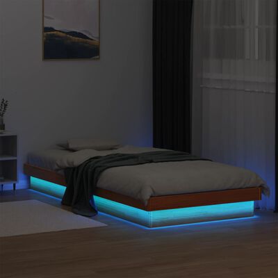 vidaXL Rám postele s LED voskově hnědý 90 x 190 cm masivní borovice