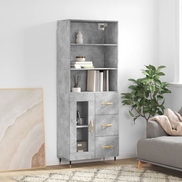 vidaXL Skříň highboard betonově šedá 69,5x34x180 cm kompozitní dřevo