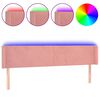 vidaXL Čelo postele s LED růžov&eacute; 163 x 16 x 78/88 cm samet