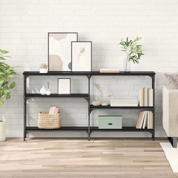 vidaXL Konzolov&yacute; stolek Čern&yacute; dub 150 x 29 x 76,5 cm kompozitn&iacute; dřevo