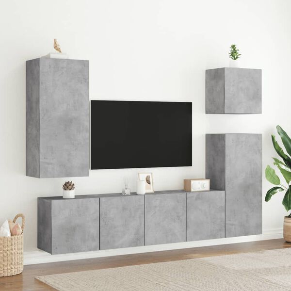 vidaXL N&aacute;stěnn&aacute; TV skř&iacute;ňka betonově &scaron;ed&aacute; 40,5 x 30 x 90 cm kompozit