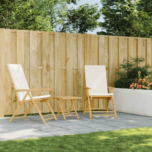 vidaXL Skládací zahradní polohovací židle 2 ks s poduškami bambus