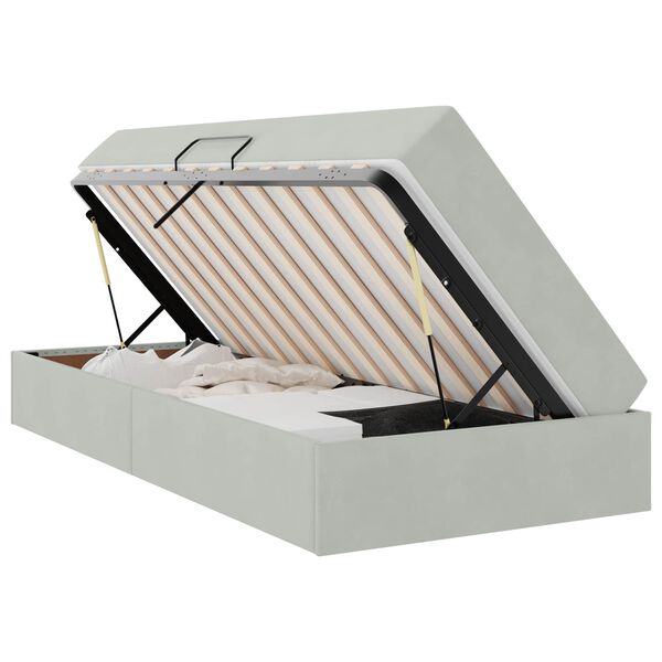 vidaXL Postel s &uacute;ložn&yacute;m prostorem a matrac&iacute; Světle &scaron;ed&aacute; 90 x 200 cm