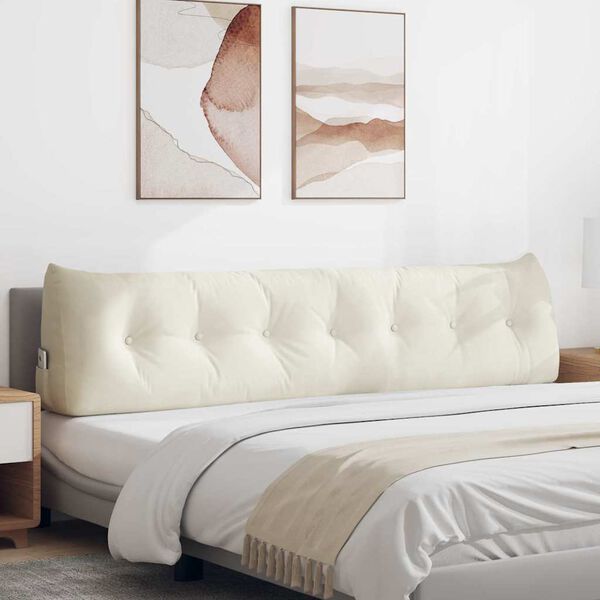 vidaXL Polštář na záda Krémová 200 x 24 x 50 cm samet