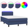 vidaXL Box spring postel s matrac&iacute; a LED modr&aacute; 120 x 200 cm textil