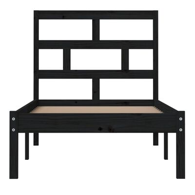 vidaXL Rám postele černý 75 x 190 cm Small Single masivní dřevo