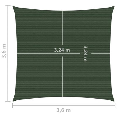 vidaXL Stínící plachta 160 g/m² tmavě zelená 3,6 x 3,6 m HDPE