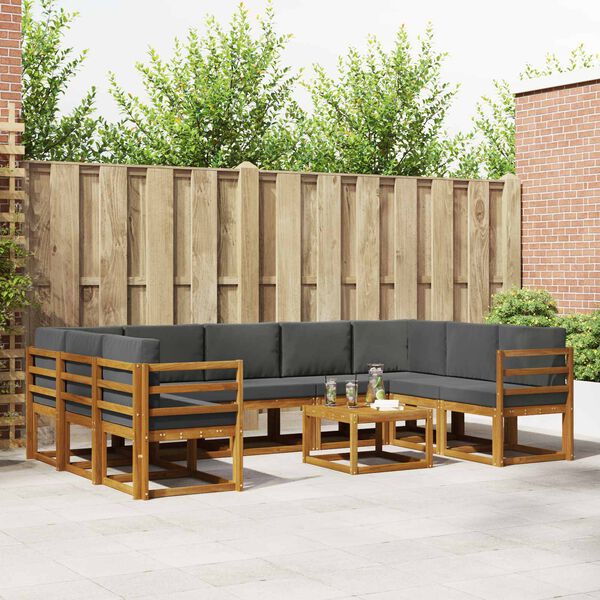 vidaXL Venkovn&iacute; pohovkov&aacute; souprava 10 pcs Přirozen&aacute; a Anthracitov&aacute;