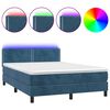 vidaXL Box spring postel s matrac&iacute; a LED tmavě modr&aacute; 140x200 cm samet