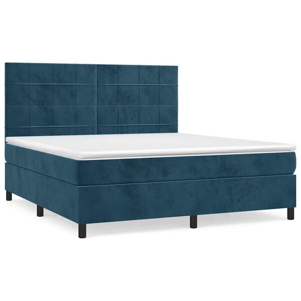 vidaXL Box spring postel s matrac&iacute; tmavě modr&aacute; 160x200 cm samet