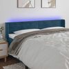 vidaXL Čelo postele s LED tmavě modr&eacute; 203 x 16 x 78/88 cm samet