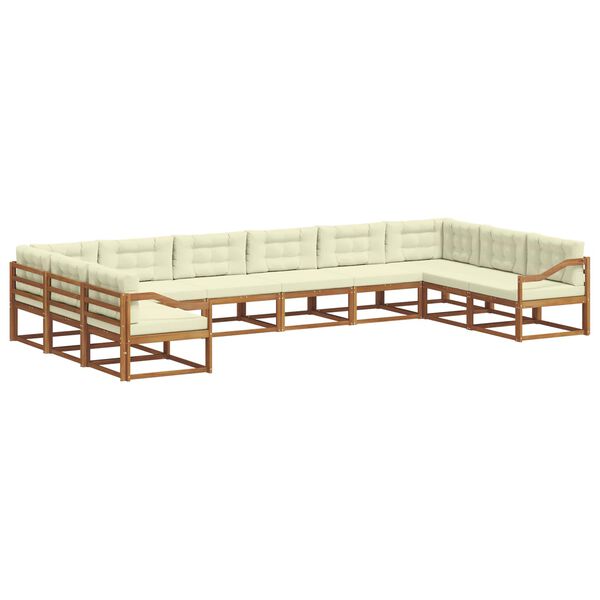 vidaXL Venkovn&iacute; pohovkov&aacute; souprava 10 pcs Přirozen&aacute; a Kr&eacute;mov&aacute;