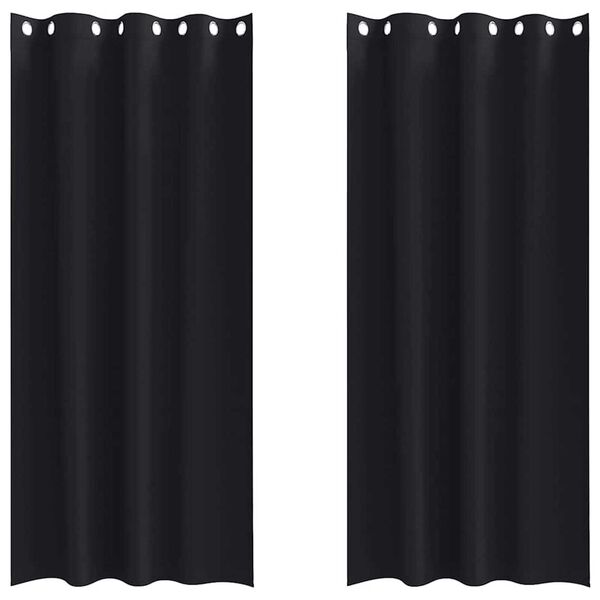 vidaXL Z&aacute;věsy na zatemněn&iacute; s kroužky 2 pcs Čern&aacute; 245 x 140 cm