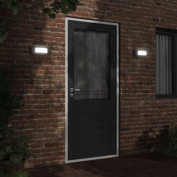 vidaXL Venkovn&iacute; n&aacute;stěnn&aacute; sv&iacute;tidla 2 ks čern&aacute; nerezov&aacute; ocel