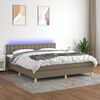 vidaXL Box spring postel s matrac&iacute; a LED taupe 160x200 cm textil