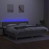vidaXL Box spring postel s matrac&iacute; a LED světle &scaron;ed&aacute; 200x200 cm textil