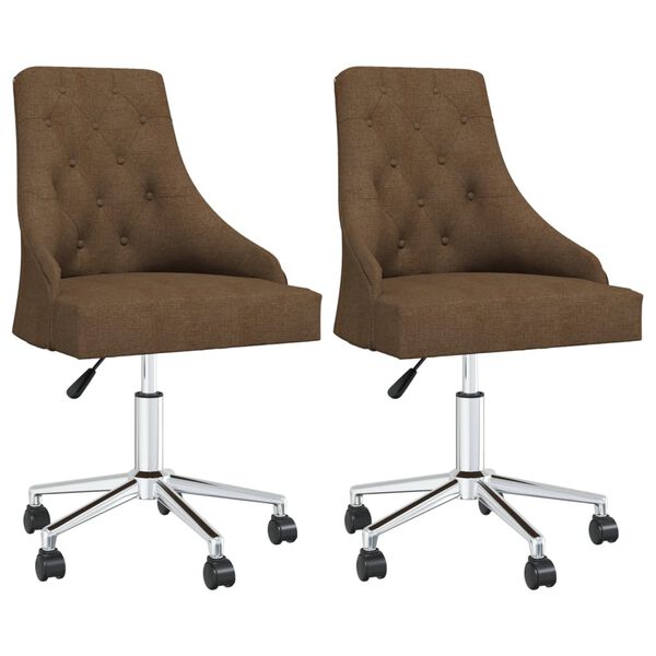 vidaXL Otočn&eacute; j&iacute;deln&iacute; židle 2 ks hněd&eacute; textil