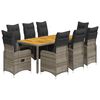 vidaXL 9d&iacute;ln&yacute; zahradn&iacute; bistro set s podu&scaron;kami &scaron;ed&yacute; polyratan