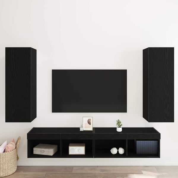 vidaXL Nástěnná skříň na TV Nástěnný 2 pcs Černý dub 30,5 x 30 x 90 cm