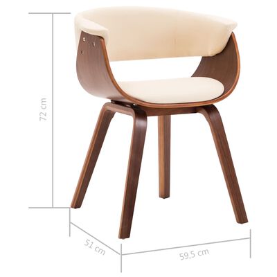 vidaXL Jídelní židle krémová ohýbané dřevo a umělá kůže