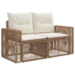 vidaXL Zahradn&iacute; sofa 2-Počet m&iacute;st B&eacute;žov&aacute; polyratan