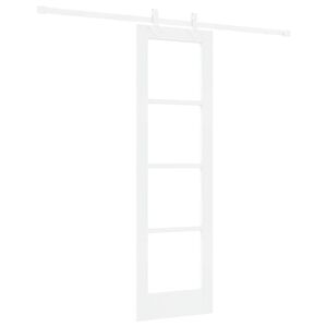 vidaXL Posuvn&eacute; dveře 61 x 198,5 cm Masivn&iacute; borov&eacute; dřevo a sklo B&iacute;l&aacute;