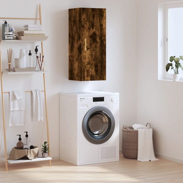 vidaXL N&aacute;stěnn&aacute; skř&iacute;ňka kouřov&yacute; dub 34,5 x 34 x 90 cm