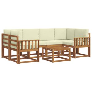 vidaXL Venkovn&iacute; pohovkov&aacute; souprava 7 pcs Přirozen&aacute; a Kr&eacute;mov&aacute;