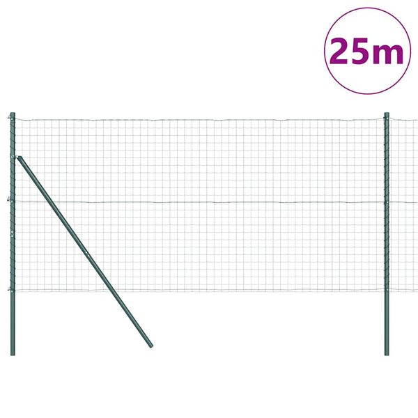 vidaXL Plot s sloupkem Zelen&aacute; 1,2 x 25 m Ocel a PVC