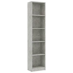 vidaXL 5patrov&aacute; knihovna betonově &scaron;ed&aacute; 40x24x175 cm kompozitn&iacute; dřevo