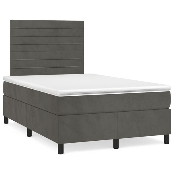 vidaXL Box spring postel s matrac&iacute; tmavě &scaron;ed&yacute; 120x190 cm samet
