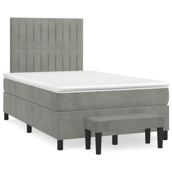 vidaXL Box spring postel s matrac&iacute; světle &scaron;ed&aacute; 120x190 cm samet