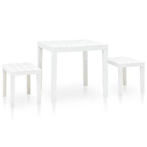 vidaXL Zahradn&iacute; stůl se 2 lavicemi plast b&iacute;l&yacute;
