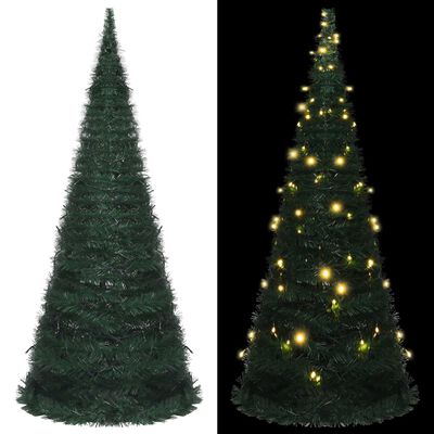 vidaXL Pop-up umělý vánoční stromek s LED osvětlením zelený 210 cm