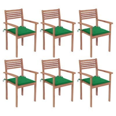 vidaXL Stohovatelné zahradní židle s poduškami 6 ks masivní teak