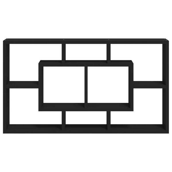 vidaXL N&aacute;stěnn&aacute; police s 8 přihr&aacute;dkami čern&aacute;