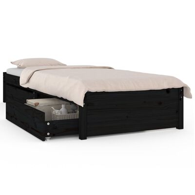 vidaXL Rám postele se zásuvkami černý 90 x 200 cm