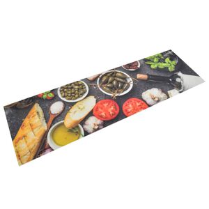 vidaXL Kuchyňsk&yacute; koberec omyvateln&yacute; V&iacute;no a j&iacute;dlo 45 x 150 cm samet