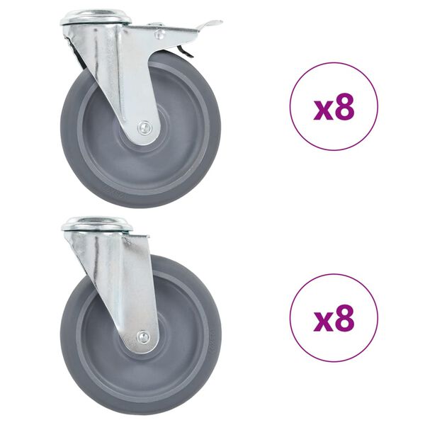 vidaXL 16 ks otočn&aacute; kolečka s otvorem pro &scaron;roub 125 mm