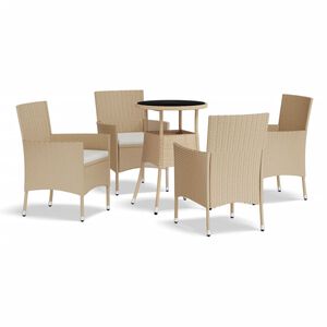 vidaXL 5d&iacute;ln&yacute; zahradn&iacute; bistro set s podu&scaron;kami b&eacute;žov&yacute; polyratan