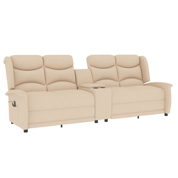 vidaXL 4místné masážní polohovací křeslo s držákem nápojů krémové