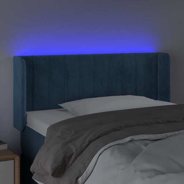 vidaXL Čelo postele s LED modr&eacute; 93 x 16 x 78/88 cm samet