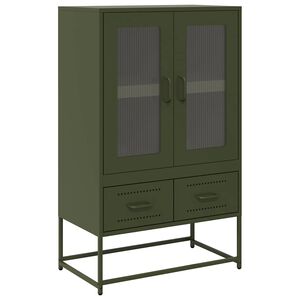 vidaXL Skř&iacute;ň highboard olivově zelen&aacute; 68 x 39 x 111,5 cm ocel