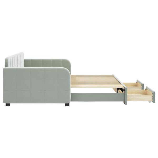 vidaXL Válenda s přistýlkou a zásuvkami světle šedá 90 x 200 cm samet