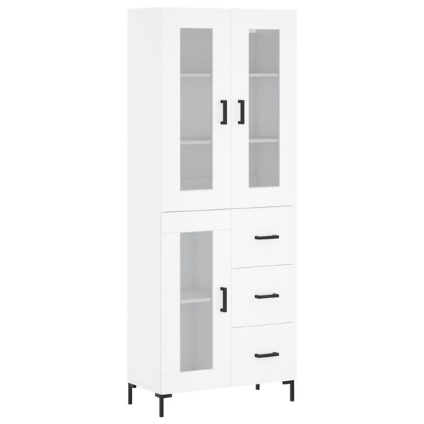 vidaXL Skř&iacute;ň highboard b&iacute;l&aacute; 69,5 x 34 x 180 cm kompozitn&iacute; dřevo