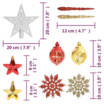 vidaXL 108dílná sada vánočních ozdob zlatá a červená