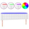 vidaXL Čelo postele s LED b&iacute;l&eacute; 163 x 16 x 78/88 cm uměl&aacute; kůže