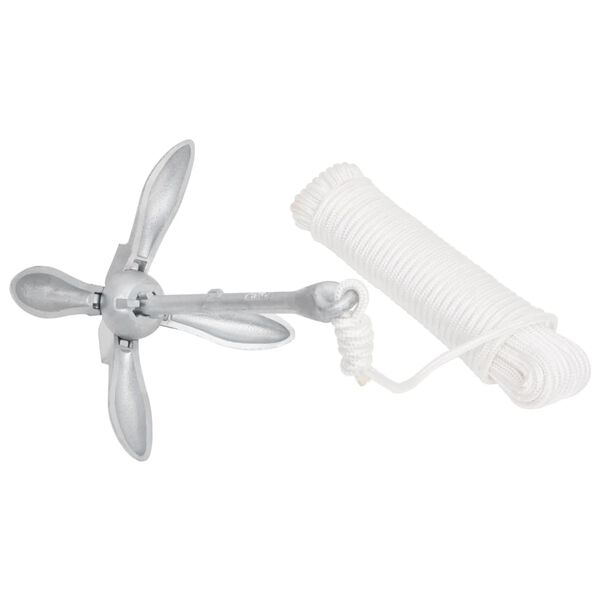 vidaXL Skládací kotva s lanem stříbrná 4 kg žárově pozinkovaná litina