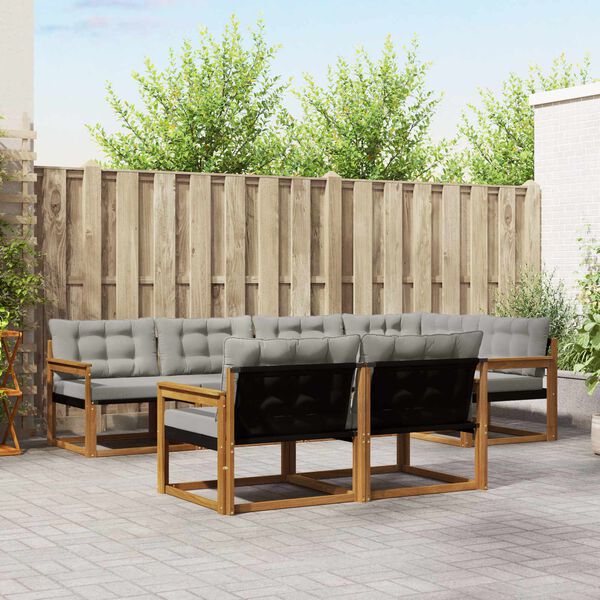 vidaXL Venkovn&iacute; pohovkov&aacute; souprava 7 pcs Př&iacute;rodn&iacute; a světle &scaron;ed&aacute;