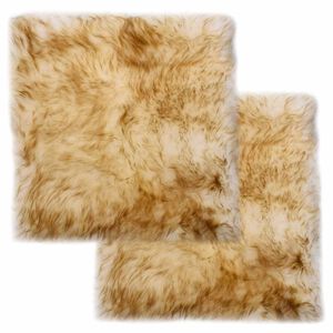 vidaXL Podsed&aacute;ky na židle 2 ks hněd&eacute; ž&iacute;han&eacute; 40 x 40 cm prav&aacute; ovč&iacute; kůže